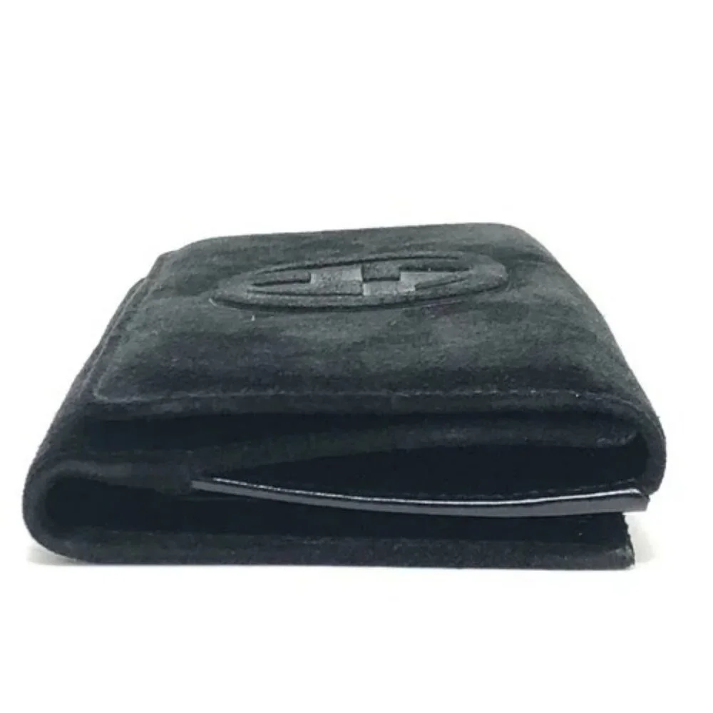 GUCCI Old Gucci Interlocking G Long Wallet Flap Long Wallet Suede/Enamel Black - Picture 3 of 15